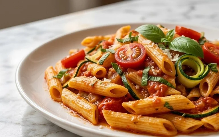 Healthy Tomato Zucchini Pasta