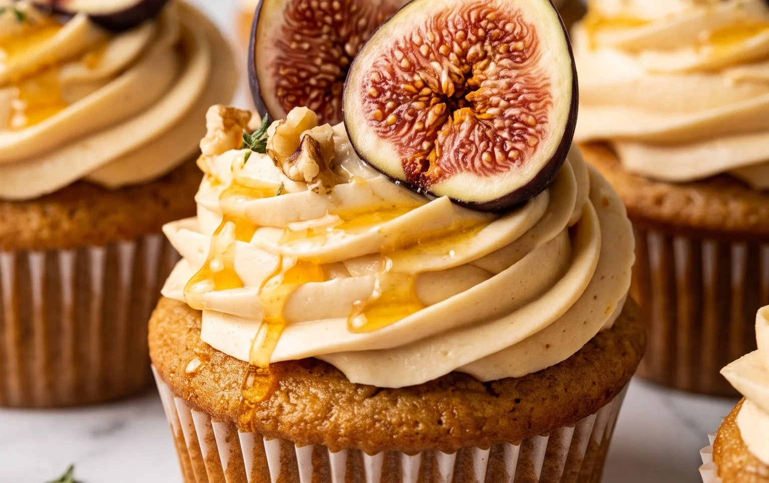Fig Cupcakes with Honey Cream Cheese Frosting